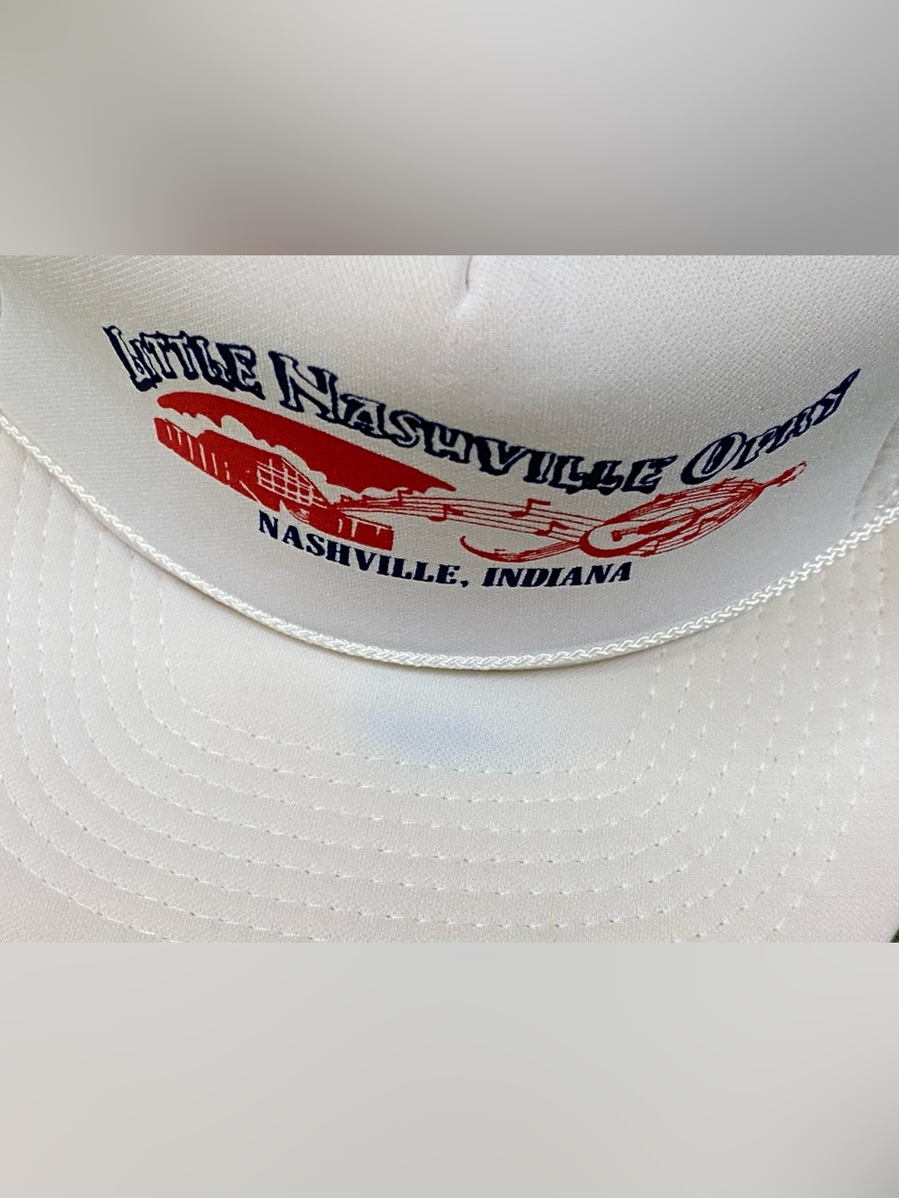 Vintage SnapBack Trucker Hat w Rope, Little Nashville Opry, White Mesh - Picture 7 of 7
